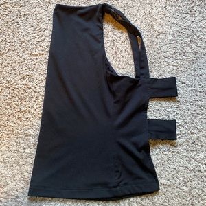 Ladder back open back boatneck shirt Sz S